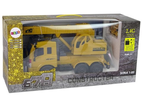 LEAN Toys Zdalnie Sterowana Ciężarówka 1:20 Unoszony Dźwig Pilot 2,4G Dźwięk Światła LEAN Toys Zdalnie Sterowana Ciężarówka 1:20 Unoszony Dźwig Pilot 2,4G Dźwięk Światła