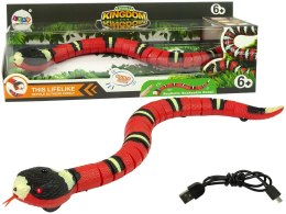 LEAN Toys Zdalnie Sterowany Wąż Na Dotyk Czerwony Czarne Paski