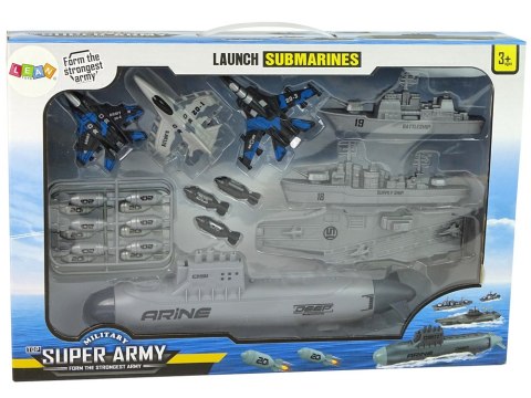 LEAN Toys Zestaw Armii Morskiej Okrętowa Baza Wojskowa Odrzutowce Bomby Wyrzutnia LEAN Toys Zestaw Armii Morskiej Okrętowa Baza Wojskowa Odrzutowce Bomby Wyrzutnia