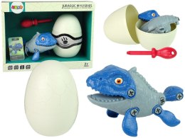 LEAN Toys Zestaw Dinozaur Mosasaur z Jajkiem DIY Śrubokręt Niebieski