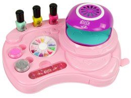 LEAN Toys Zestaw Do Malowania Paznokci Lakier do Paznokci Brokaty Lampa Naklejki