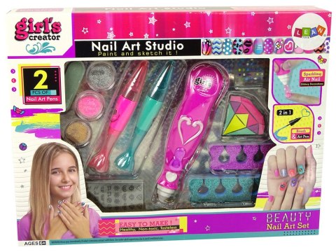 LEAN Toys Zestaw Do Malowania Paznokci Pisaki Brokaty Diamenciki LEAN Toys Zestaw Do Malowania Paznokci Pisaki Brokaty Diamenciki
