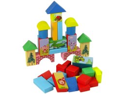 LEAN Toys Zestaw Drewnianych Klocków Ze Zwierzętami Zamek W Plecaku