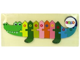 LEAN Toys Zestaw Drewnianych Puzzli Krokodyl Liczby