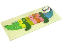 LEAN Toys Zestaw Drewnianych Puzzli Krokodyl Liczby