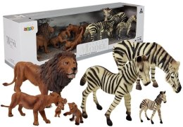 LEAN Toys Zestaw Figurek Afryka Dzikie Zwierzęta Rodzina Lwów Zebry