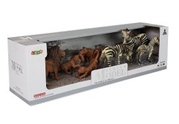 LEAN Toys Zestaw Figurek Afryka Dzikie Zwierzęta Rodzina Lwów Zebry