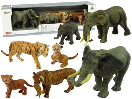 LEAN Toys Zestaw Figurek Afryka Słonie Tygrysy Dzikie Zwierzęta