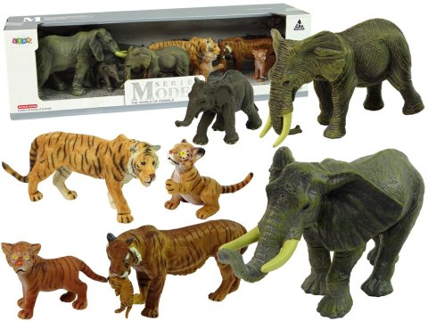 LEAN Toys Zestaw Figurek Afryka Słonie Tygrysy Dzikie Zwierzęta LEAN Toys Zestaw Figurek Afryka Słonie Tygrysy Dzikie Zwierzęta