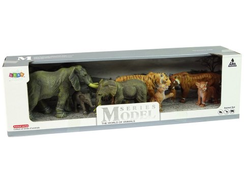 LEAN Toys Zestaw Figurek Afryka Słonie Tygrysy Dzikie Zwierzęta LEAN Toys Zestaw Figurek Afryka Słonie Tygrysy Dzikie Zwierzęta