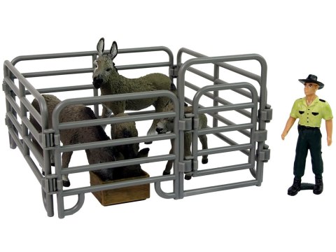 LEAN Toys Zestaw Figurek Cztery Osiołki Rolnik Ogrodzenie Szary LEAN Toys Zestaw Figurek Cztery Osiołki Rolnik Ogrodzenie Szary
