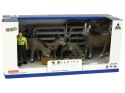 LEAN Toys Zestaw Figurek Cztery Osiołki Rolnik Ogrodzenie Szary