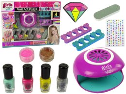 LEAN Toys Zestaw Lakier do Paznokci Lampa Diamenty Brokat