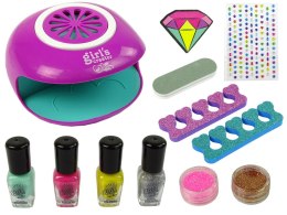 LEAN Toys Zestaw Lakier do Paznokci Lampa Diamenty Brokat