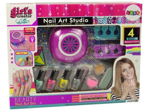 LEAN Toys Zestaw Lakier do Paznokci Lampa Diamenty Brokat LEAN Toys Zestaw Lakier do Paznokci Lampa Diamenty Brokat