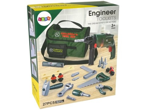 LEAN Toys Zestaw Majsterkowicza w Torbie Wiertarka Młotek Piła Klucz Francuski LEAN Toys Zestaw Majsterkowicza w Torbie Wiertarka Młotek Piła Klucz Francuski