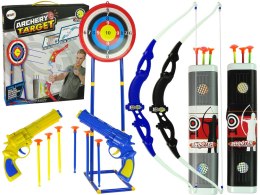 LEAN Toys Zestaw Strzelecki Łuk Tarcza na Stojaku 134 cm Kołczan Pistolety