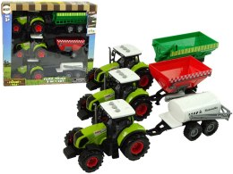 LEAN Toys Zestaw Trzech Traktorów Naczepy Opryskiwacz Farma Ciągnik