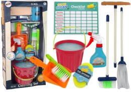 LEAN Toys Zestaw do Sprzątania Cleaning Set 11 Elementów AGD Mop Miotła Wiadro