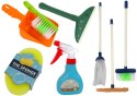 LEAN Toys Zestaw do Sprzątania Cleaning Set 11 Elementów AGD Mop Miotła Wiadro