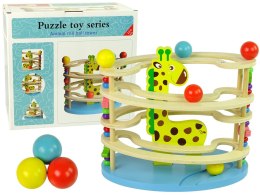LEAN Toys Zjeżdżalnia Piłeczek Żyrafa Drewniana Koraliki