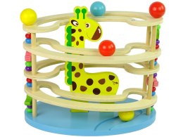 LEAN Toys Zjeżdżalnia Piłeczek Żyrafa Drewniana Koraliki