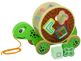 LEAN Toys Żółw Do Ciągnięcia Na Kółkach Sorter Klocki Drewniane