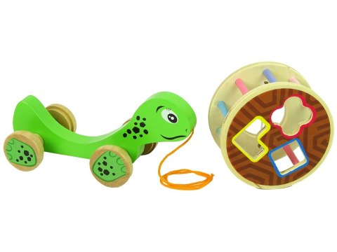 LEAN Toys Żółw Do Ciągnięcia Na Kółkach Sorter Klocki Drewniane LEAN Toys Żółw Do Ciągnięcia Na Kółkach Sorter Klocki Drewniane