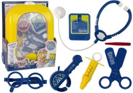LEAN Toys Zestaw Lekarski w Plecaku Doktor Stetoskop Nożyczki Żółty