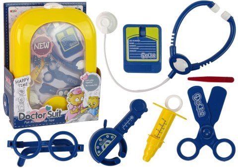 LEAN Toys Zestaw Lekarski w Plecaku Doktor Stetoskop Nożyczki Żółty LEAN Toys Zestaw Lekarski w Plecaku Doktor Stetoskop Nożyczki Żółty