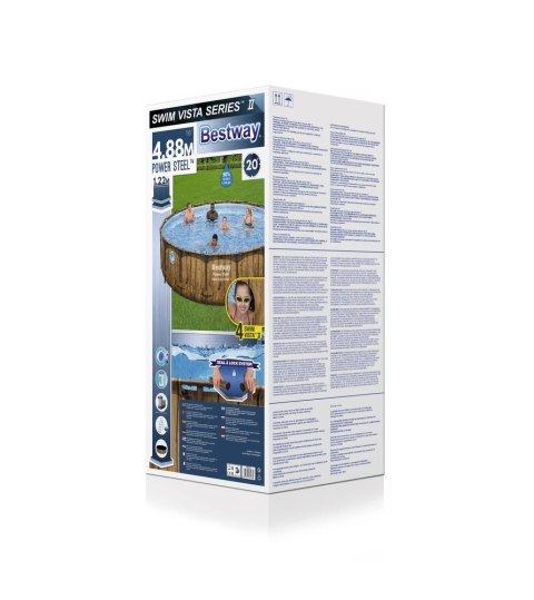Bestway Basen ogrodowy stelażowy 488 x 122 cm Bestway 56725 Bestway Basen ogrodowy stelażowy 488 x 122 cm Bestway 56725
