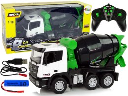 HUINA Betoniarka Zdalnie Sterowana 1:18 Czarna Huina 2,4G Obrotowa Gruszka