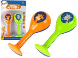 LEAN TOYS Zestaw Dwóch Grzechotek Marakasy Zwierzęta