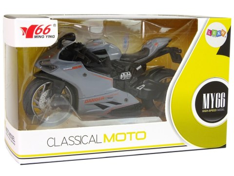 LEAN Toys Motocykl Sportowy Szary Pomarańczowe Pasy 1:12 Napęd Pull-Back Dźwięk Światła LEAN Toys Motocykl Sportowy Szary Pomarańczowe Pasy 1:12 Napęd Pull-Back Dźwięk Światła