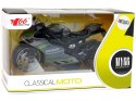 LEAN Toys Motocykl Sportowy Szary Zielony Pasy 1:12 Napęd Pull-Back Dźwięk Światła