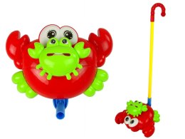 LEAN Toys Pchacz Na Kiju Krab Czerwony Dźwięk Dzwonka