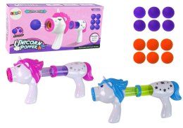 LEAN Toys Pistolet Wyrzutnia na Miękkie Kulki Jednorożec Niebieski Różowy