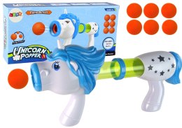 LEAN Toys Pistolet Wyrzutnia na Miękkie Kulki Jednorożec Niebieski Różowy