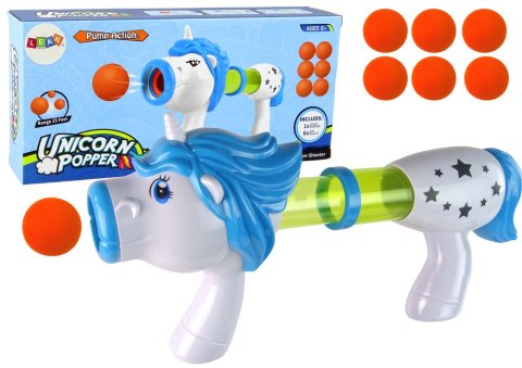LEAN Toys Pistolet Wyrzutnia na Miękkie Kulki Jednorożec Niebieski Różowy LEAN Toys Pistolet Wyrzutnia na Miękkie Kulki Jednorożec Niebieski Różowy