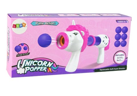 LEAN Toys Pistolet Wyrzutnia na Miękkie Kulki Jednorożec Niebieski Różowy LEAN Toys Pistolet Wyrzutnia na Miękkie Kulki Jednorożec Niebieski Różowy
