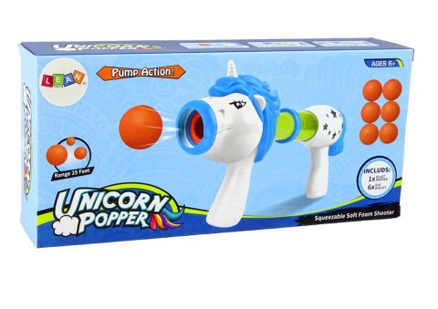 LEAN Toys Pistolet Wyrzutnia na Miękkie Kulki Jednorożec Niebieski Różowy LEAN Toys Pistolet Wyrzutnia na Miękkie Kulki Jednorożec Niebieski Różowy