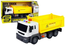 LEAN Toys Pojazd Budowlany Wywrotka 1:16 Unoszona Naczepa Żółta Światła Dźwięki