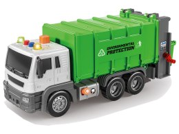 LEAN Toys Śmieciarka Napęd Frykcyjnym Efekty Dźwiękowe Zielona 1:16 Segregowanie