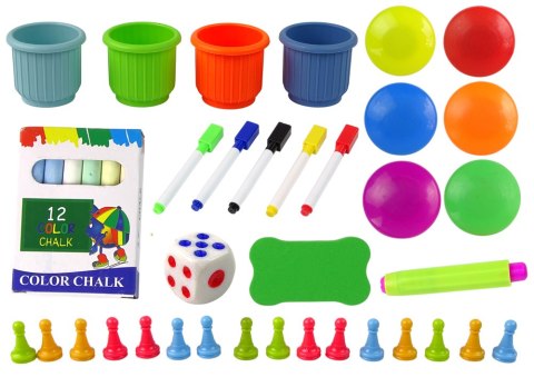 LEAN Toys Tablica 2w1 Stolik Kredowa Pisaki Gra Chińczyk Węże LEAN Toys Tablica 2w1 Stolik Kredowa Pisaki Gra Chińczyk Węże