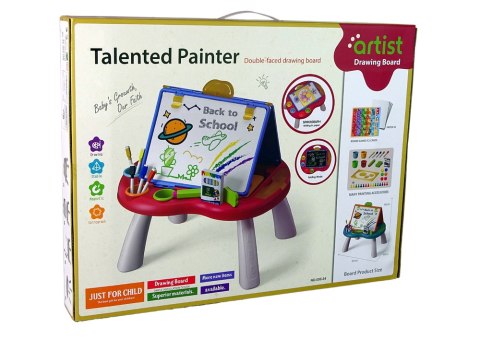 LEAN Toys Tablica 2w1 Stolik Kredowa Pisaki Gra Chińczyk Węże LEAN Toys Tablica 2w1 Stolik Kredowa Pisaki Gra Chińczyk Węże