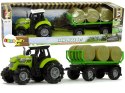 LEAN Toys Traktor z Przyczepka Bale Siana Dźwięk Zielony