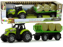 LEAN Toys Traktor z Przyczepka Bale Siana Dźwięk Zielony
