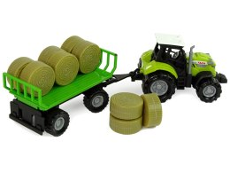 LEAN Toys Traktor z Przyczepka Bale Siana Dźwięk Zielony