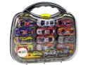 LEAN Toys Zestaw Auta Sportowe Resoraki Dinozaury Akcesoria Znaki Drogowe Walizka