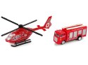LEAN Toys Zestaw Autek Straż Pożarna Naciąg Helikopter Czerwony